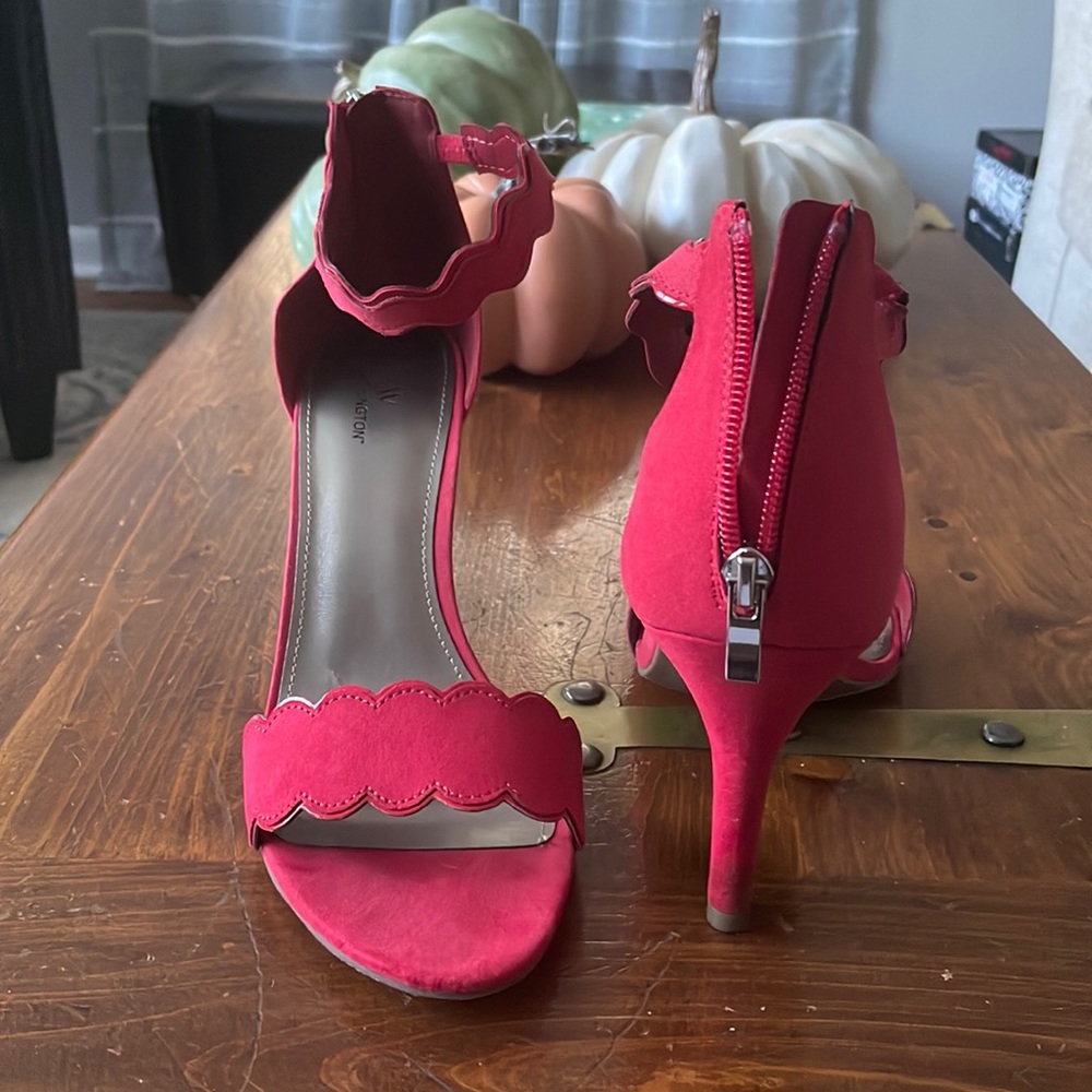 Red! Spike heeled strappy sandals